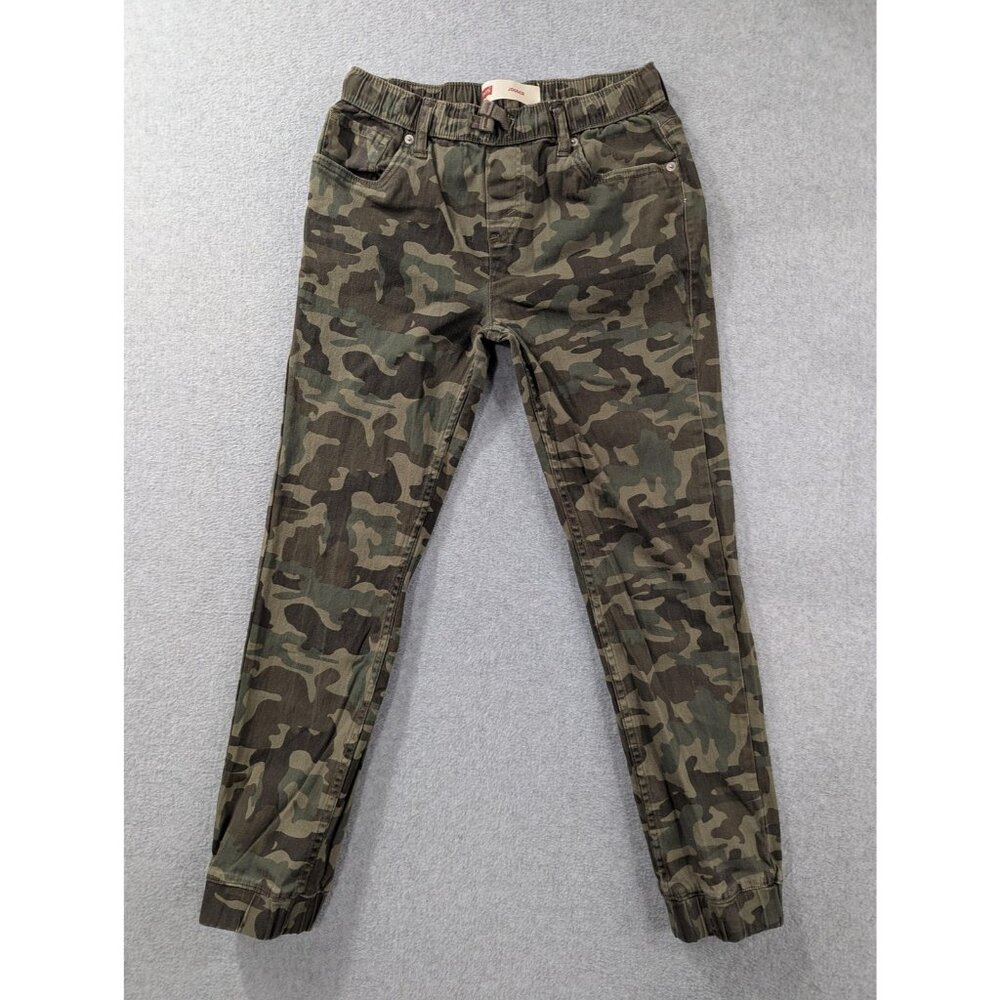 Levis Jogger Pants Boys 14 Green Camouflage Camo Twill Drawstring Waist Pockets